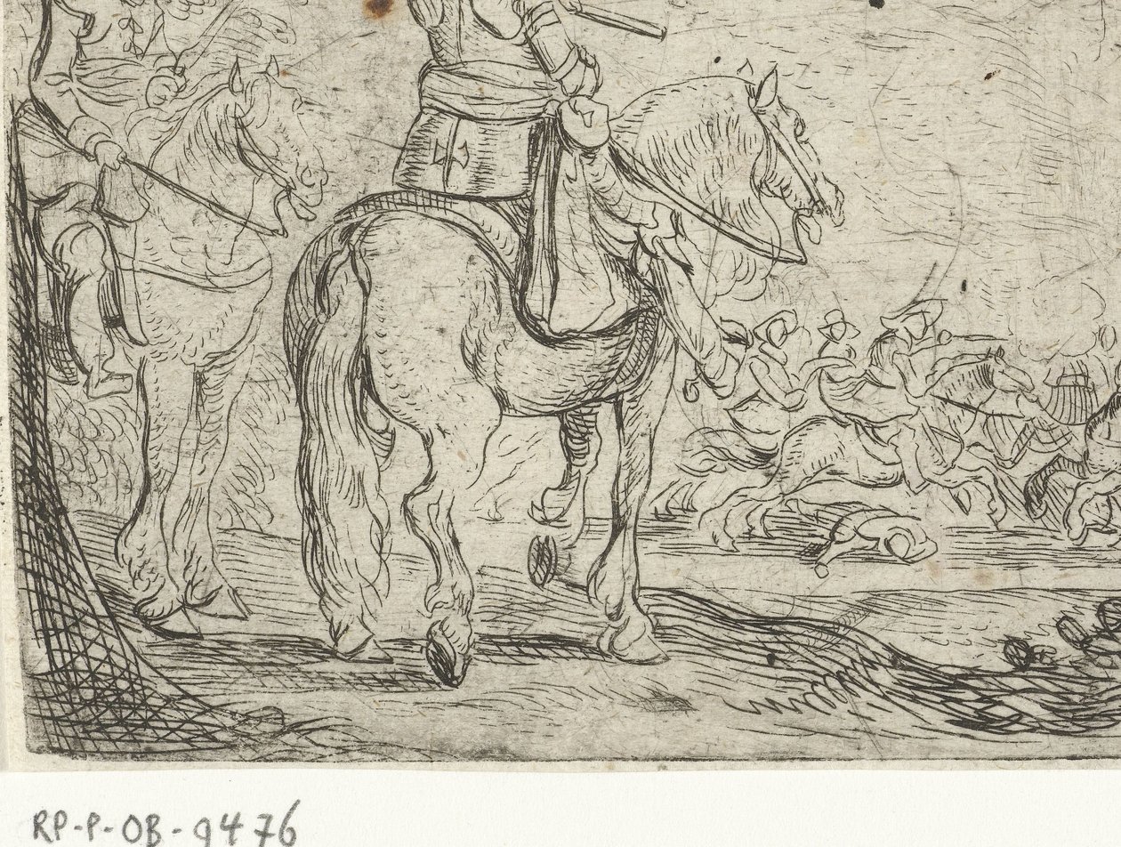 To ryttere i kavalerikamp Cavalry Battles (serietittel) av Jan Martszen de Jonge