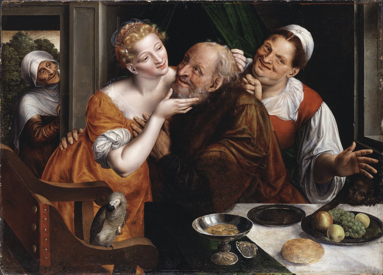 Le couple mal assorti - The Ill-matched Couple, av Massys (Matsys), Jan (1510-1575). Olje på tre av Jan Massys