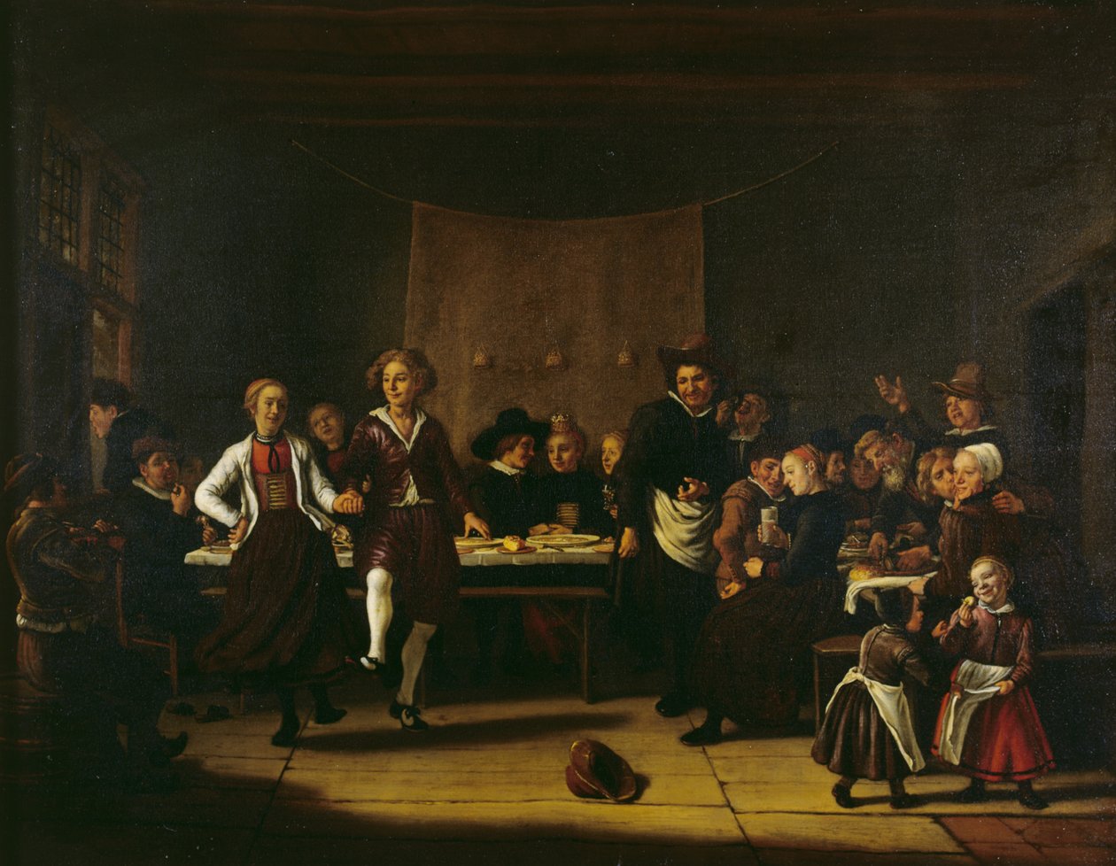 Bondens bryllup (olje på lerret) av Jan Massys or Metsys