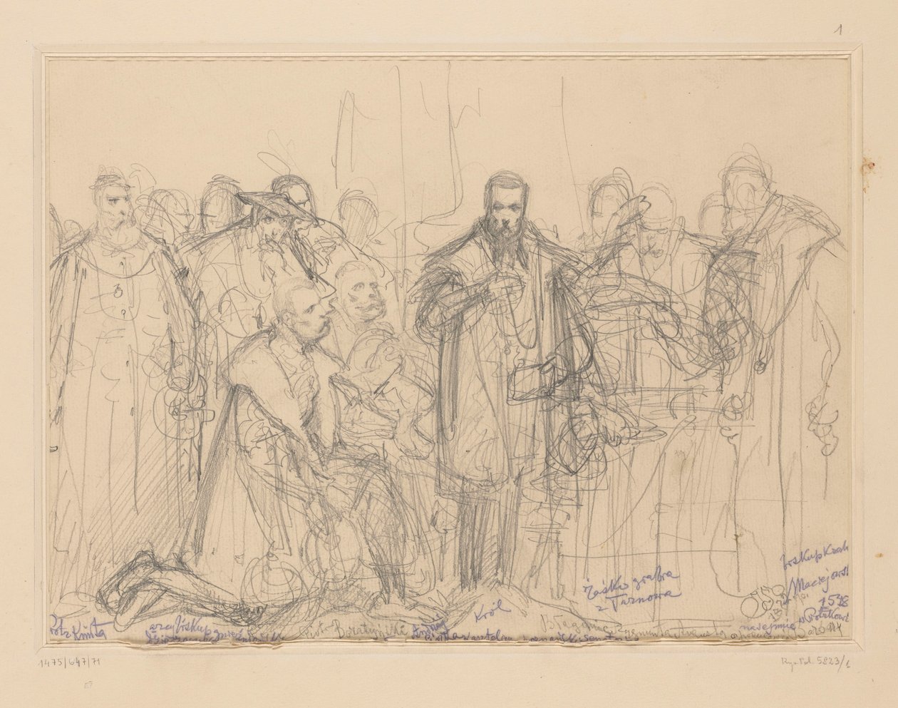 Bønn til Sigismund August om å forlate Barbara, konseptskisse av Jan Matejko