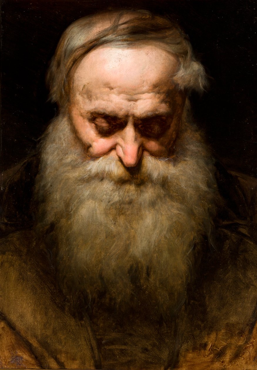 Hodet til en gammel mann med grått skjegg av Jan Matejko