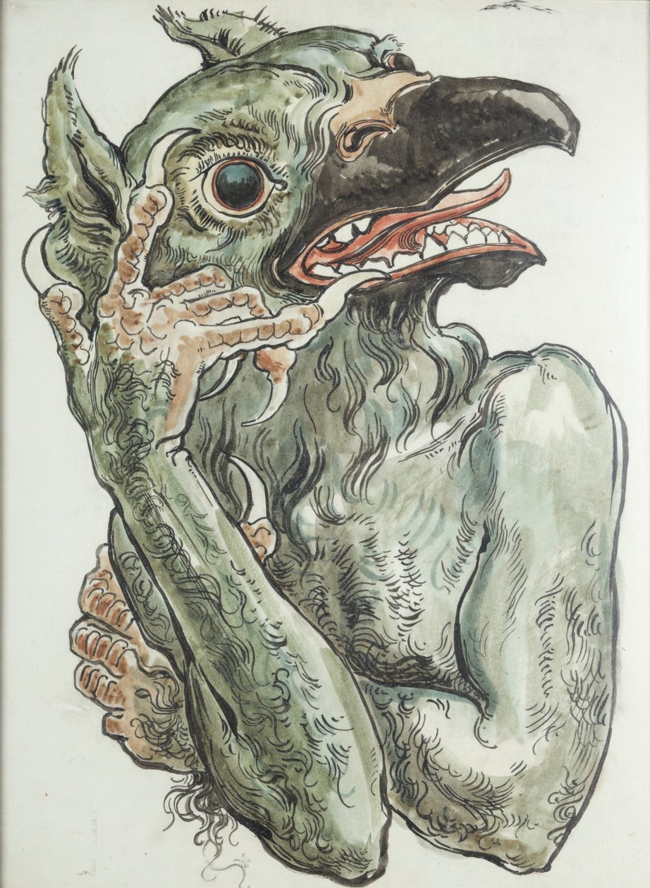 Kartong til polykromien i Mariakirken - Djevel med fuglehode av Jan Matejko