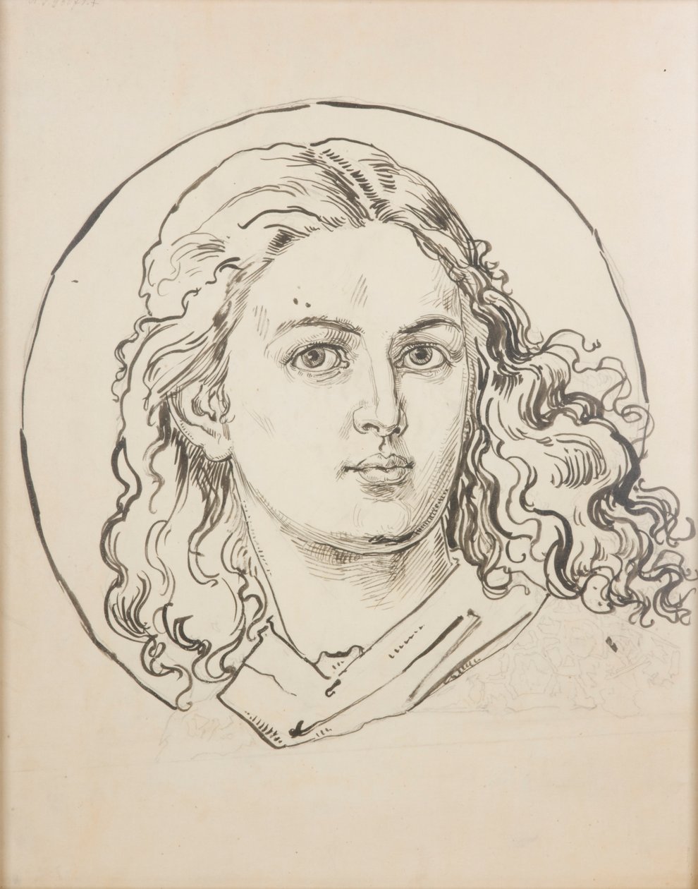Kartong til polykromien i Mariakirken - Engelens hode av Jan Matejko