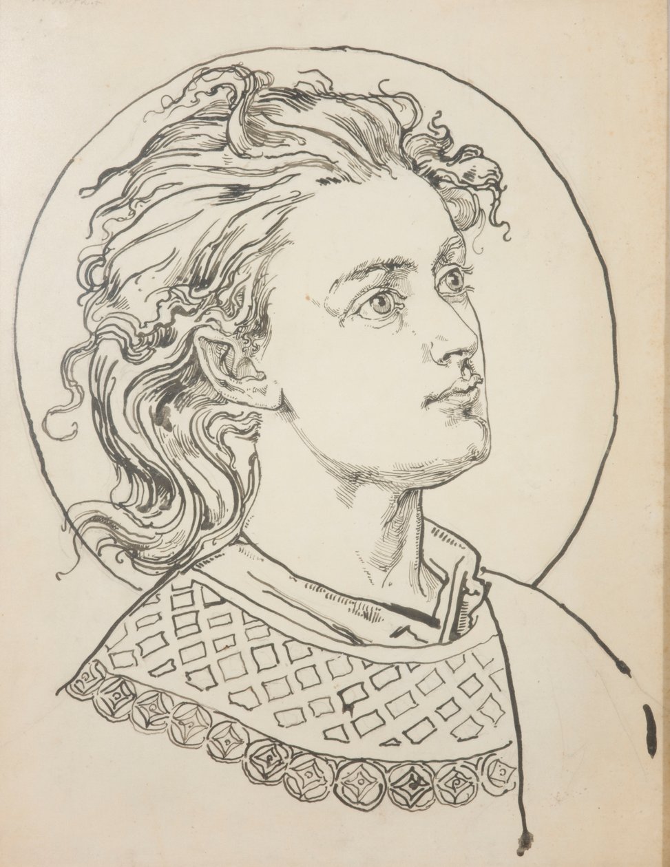 Kartong til polykromien i Mariakirken - Byste av en engel av Jan Matejko