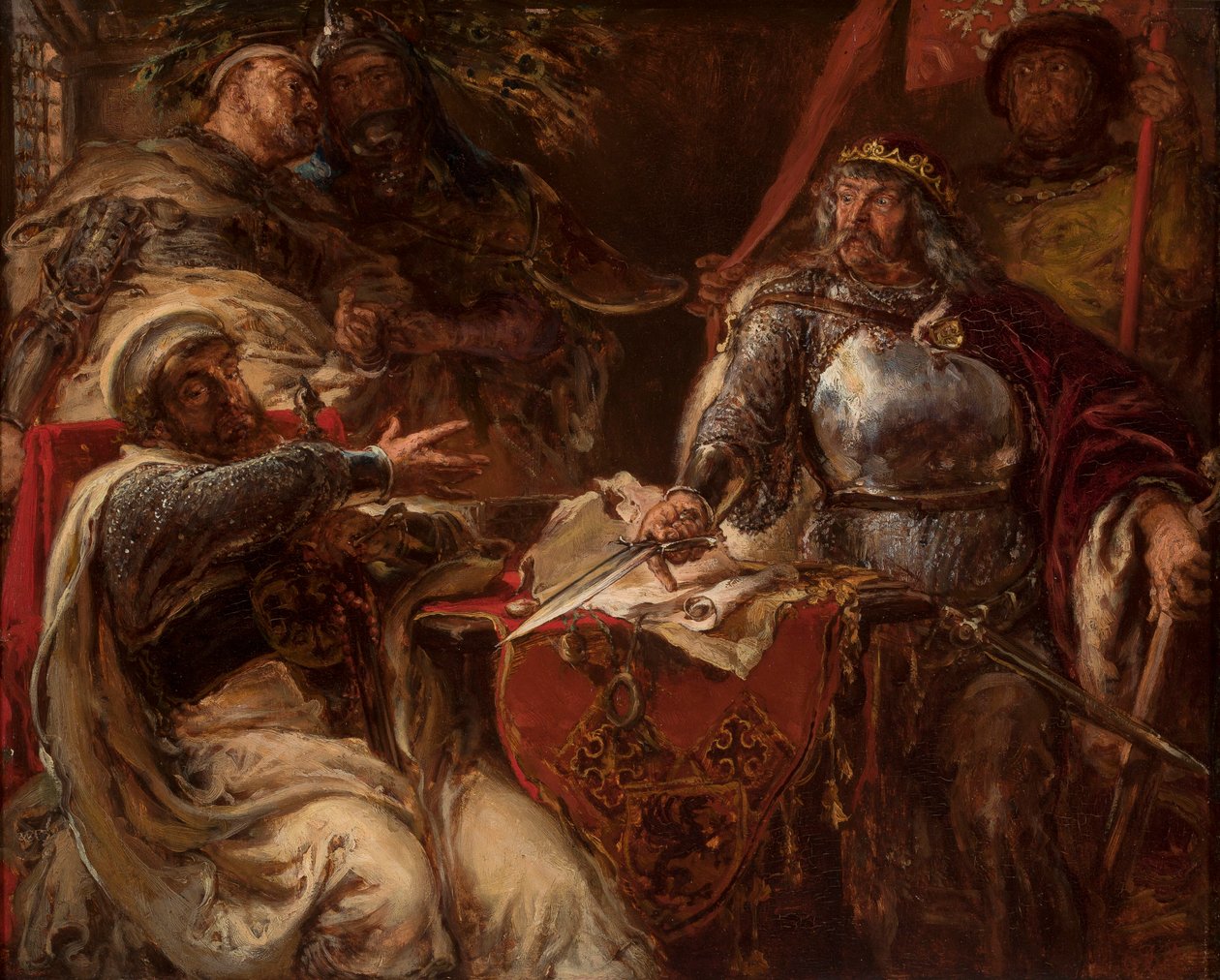 Kong Władysław Łokietek avbryter forhandlingene med Den tyske orden av Jan Matejko