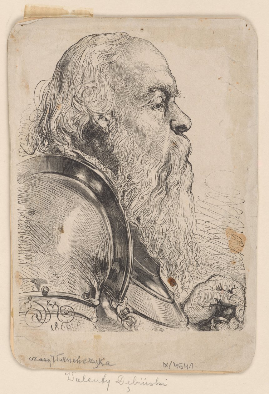 Byste av Walenty Dębiński - tresnitt utført etter en tegning av Jan Matejko av Jan Matejko