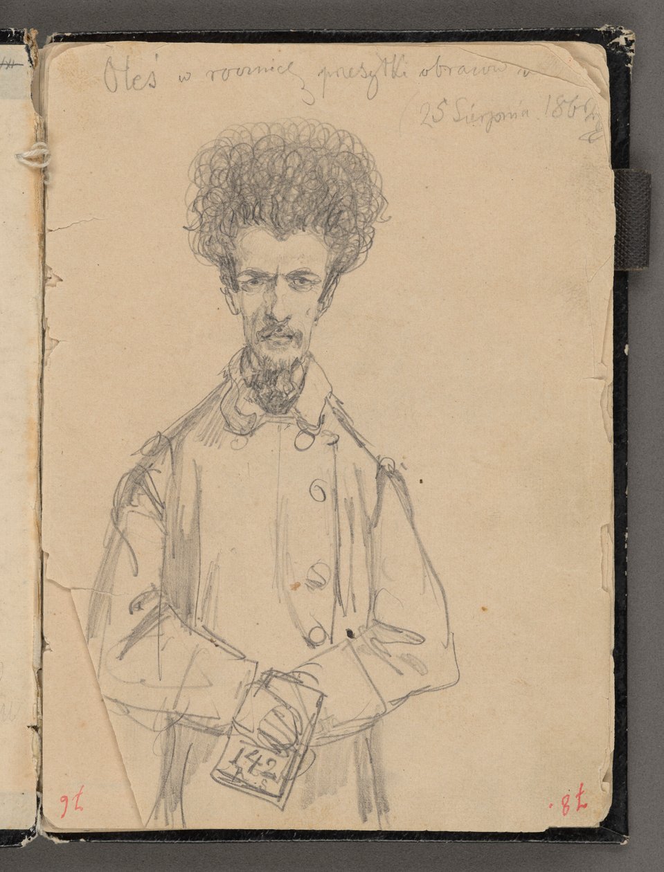 Jan Matejkos skissebok fra årene 1861-1863. Enkeltsidig tegning. Verso: Aleksander Gryglewski (¾ figur). av Jan Matejko