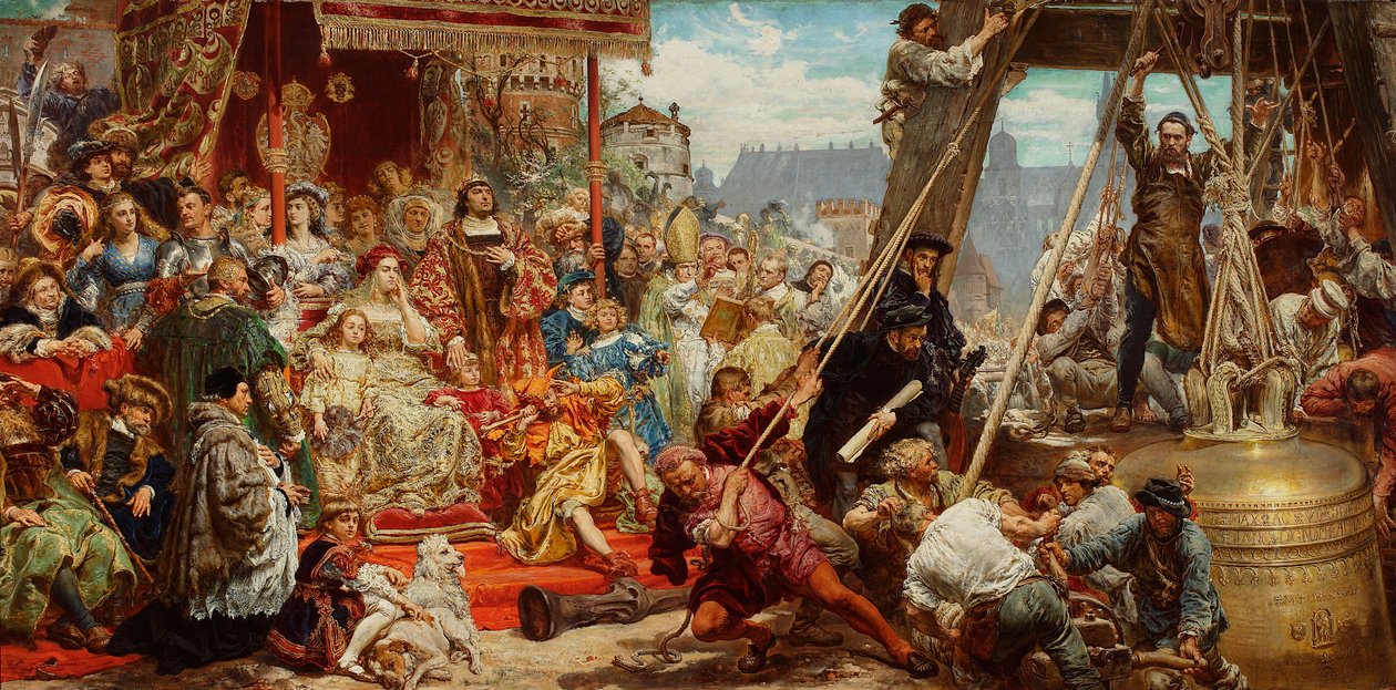 Opphengingen av Sigismund-klokken på tårnet til katedralen i Kraków i 1521 av Jan Matejko
