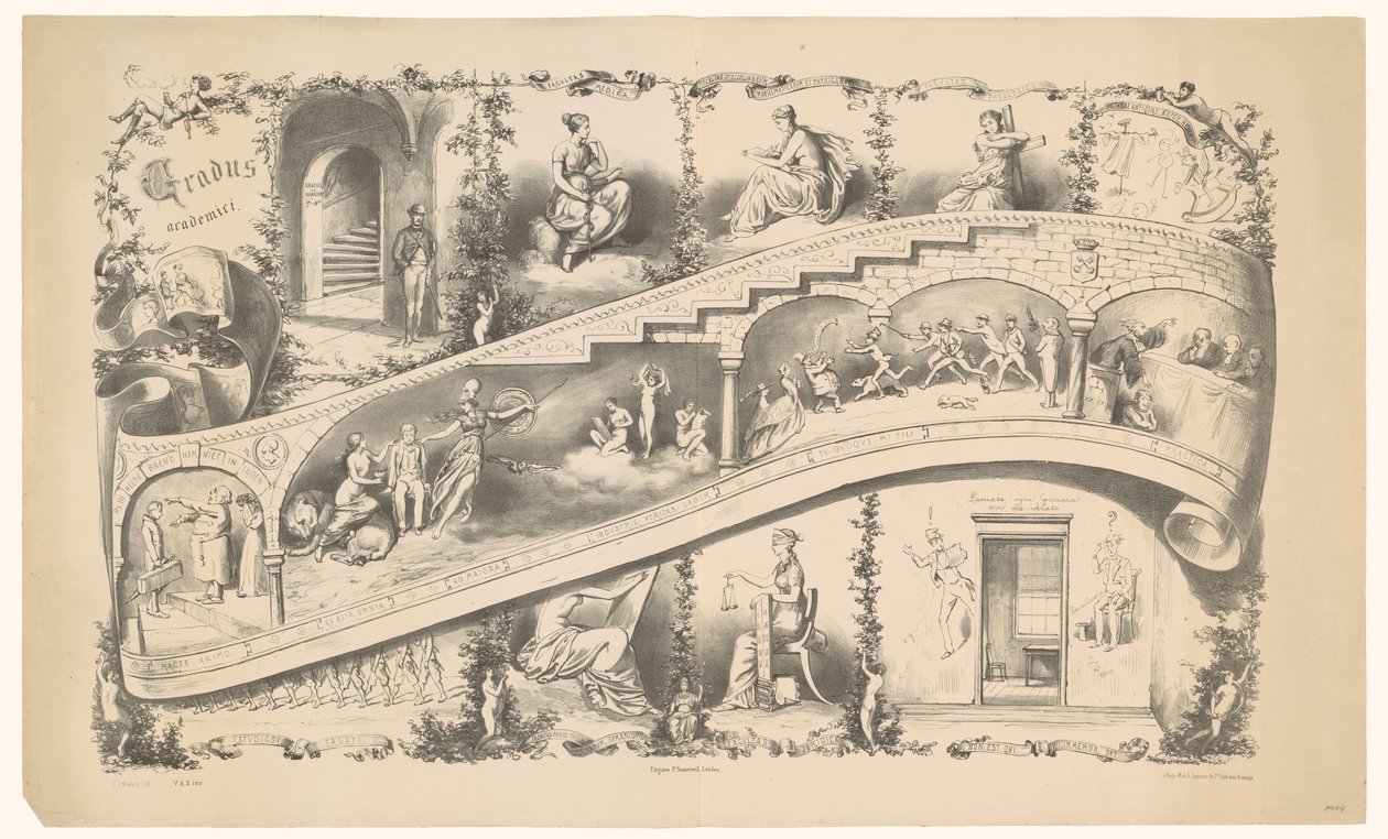 Presentasjon av karrieren til en Leiden-student, 1871 Gradus Academici (tittel på objekt) av Jan Mesker