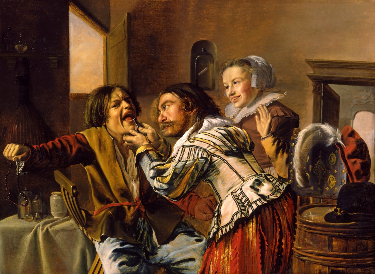 Tannlegen, 1629 (olje på vugget panel) av Jan Miense Molenaer