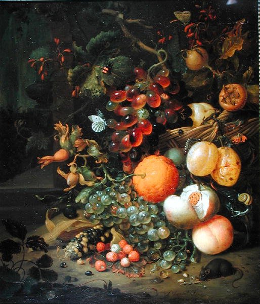 Stilleben med frukt, 1704 av Jan Mortel