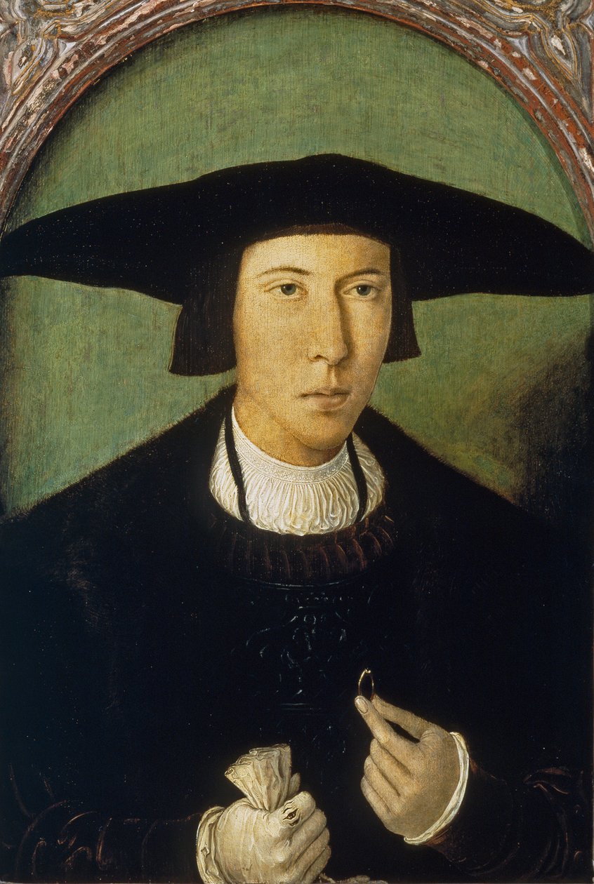 ""Portrait of a Young Man"" (Portrait of a Young Man) Maleri av Jan Mostaert (1472/73-1555/56) ca. 1520 Dim 53x37 cm Museo del Prado, Madrid av Jan Mostaert