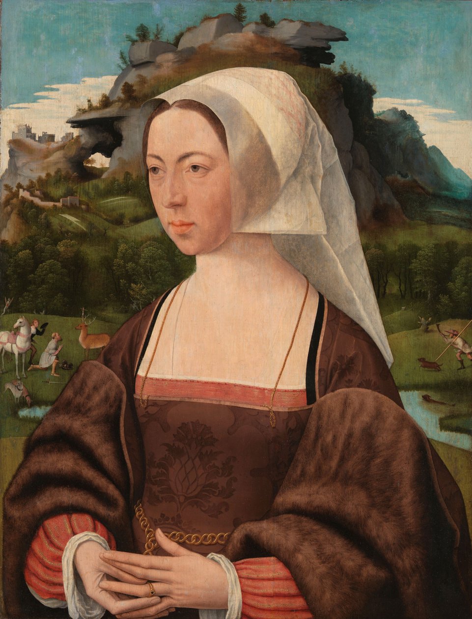 Portrett av en ukjent kvinne, ca. 1525 (olje på panel) av Jan Mostaert