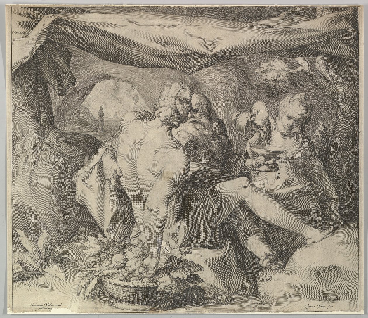 Lot og hans døtre, ca. 1630. av Jan Muller