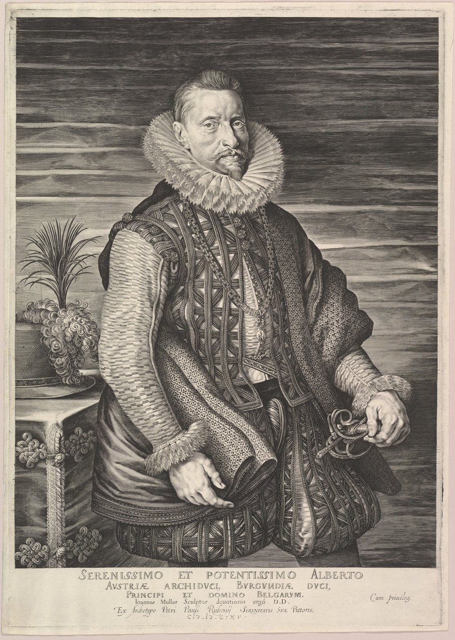 Portrett av Albert, erkehertug av Østerrike, suveren av Sør-Nederland, 1615. av Jan Muller