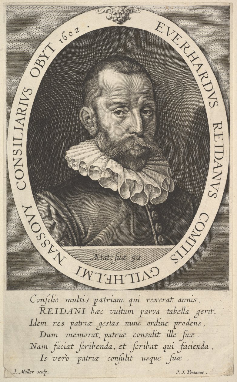Portrett av Everhard van Reyd, rådmann for William, Prince of Orange, 1602. av Jan Muller