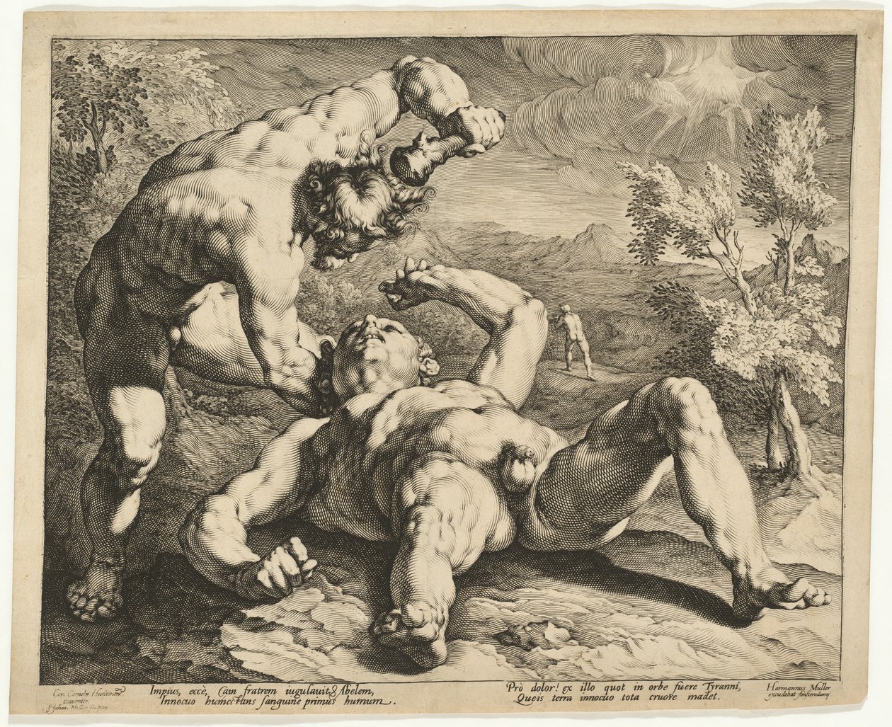 Kain dreper Abel av Jan Muller, after Cornelis Cornelisz van Haarlem