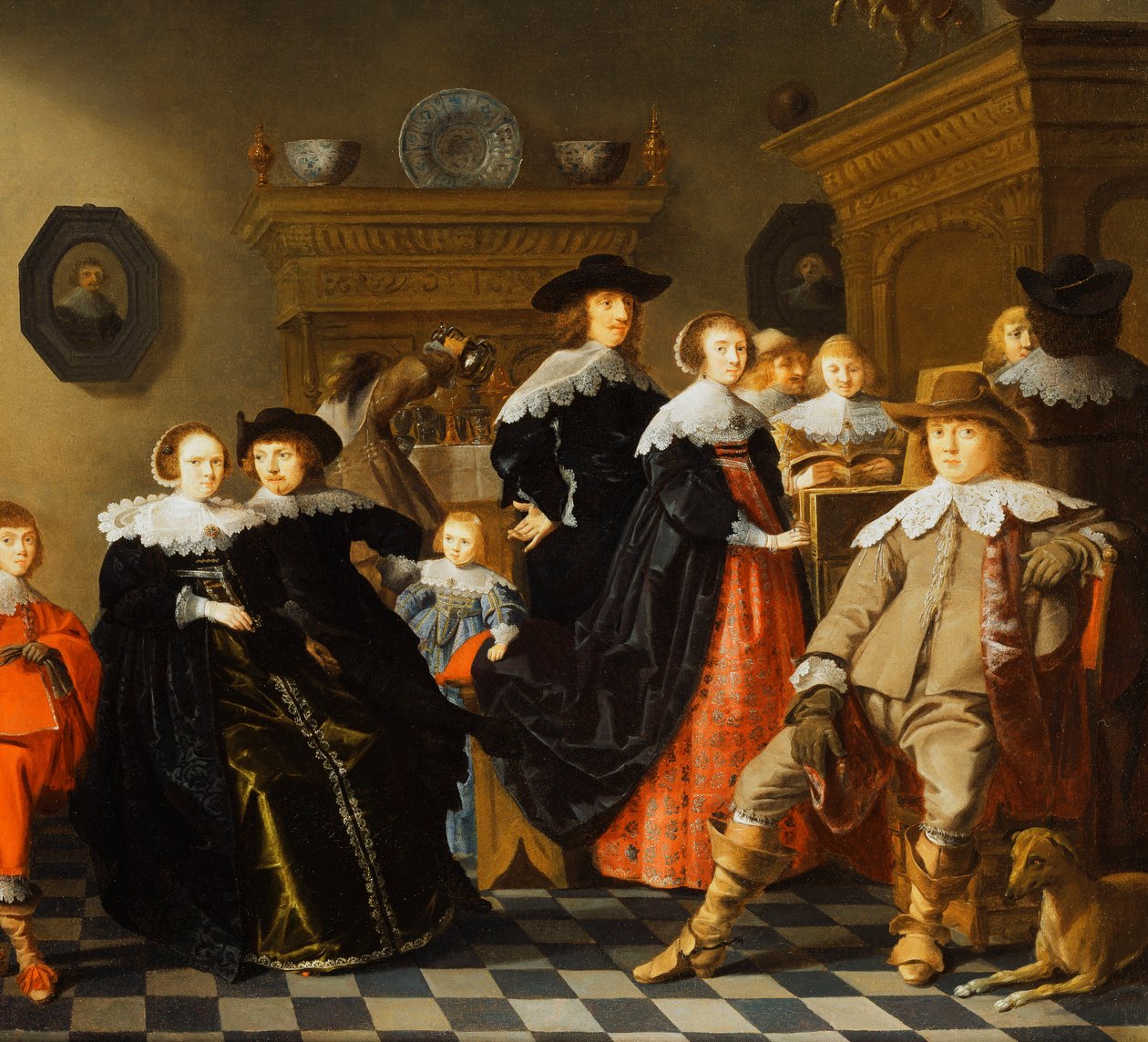 En elegant familie i et interiør, av Jan Olis