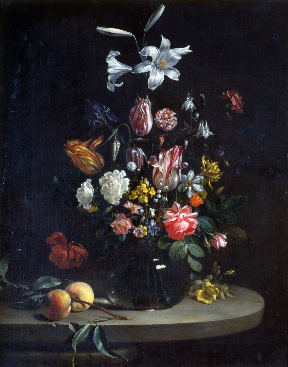 Stilleben: Bukett blomster, i en glassvase av Jan Olis