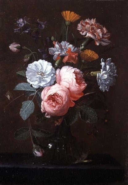 Stilleben av roser, nelliker og andre blomster av Jan Pauwel Gillemans the Younger