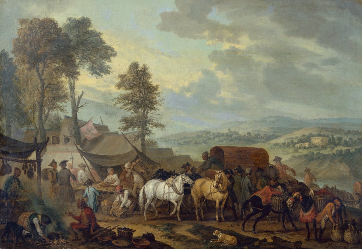 Piemontesiske soldater i en italiensk landsby (olje på lerret) av Jan Peeter Verdussen