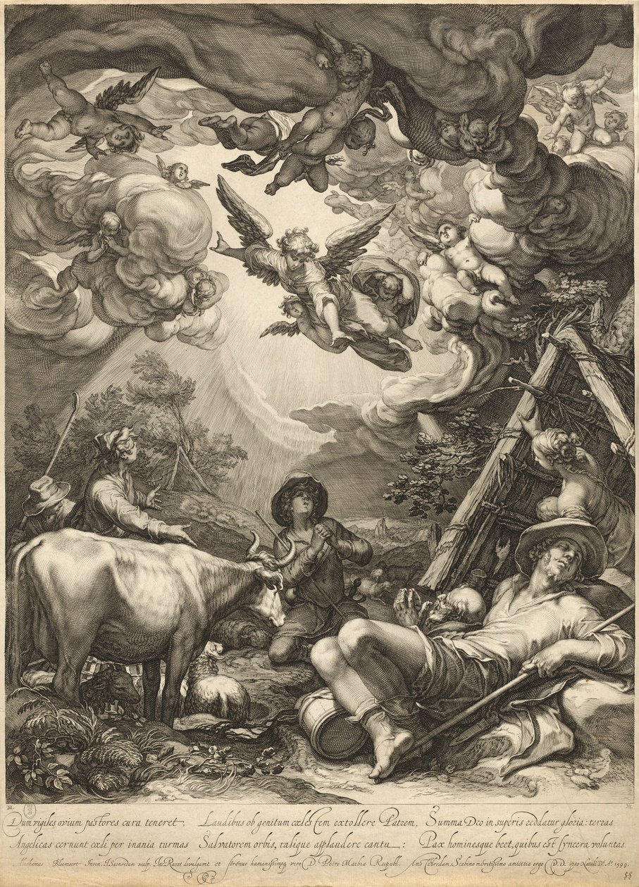 Bebudelse til hyrdene av Jan Pietersz Saenredam, after Abraham Bloemaert