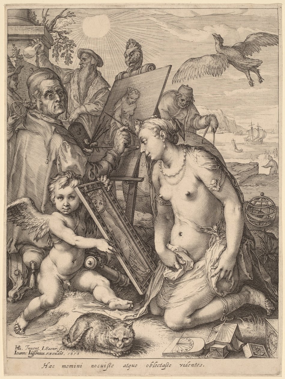 Artist Painting a Naken Woman: Allegory of Visual Perception av Jan Pietersz Saenredam, after Hendrik Goltzius