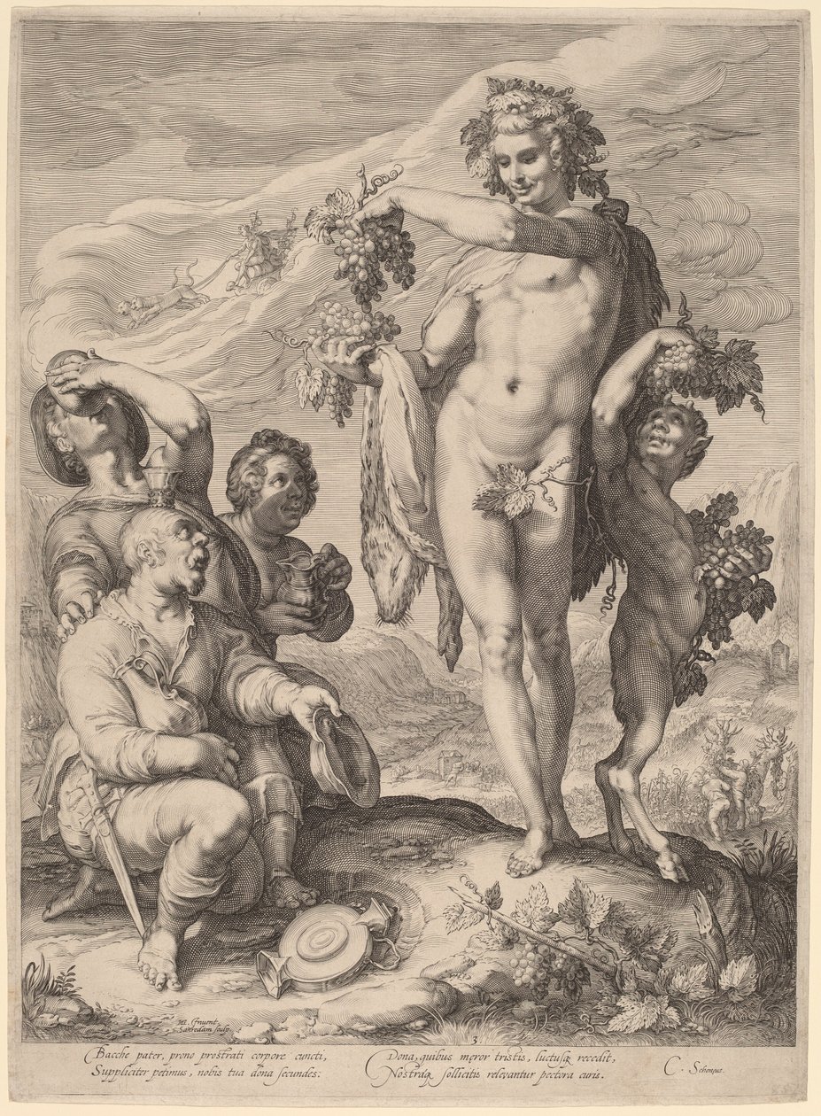 Kulten av Bacchus av Jan Pietersz Saenredam, after Hendrik Goltzius
