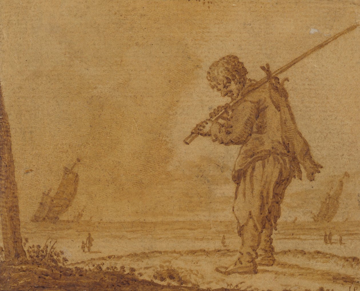 Etter Hare-Hunt, on the Shore, 1623 (penn og blekk på papir) av Jan Porcellis