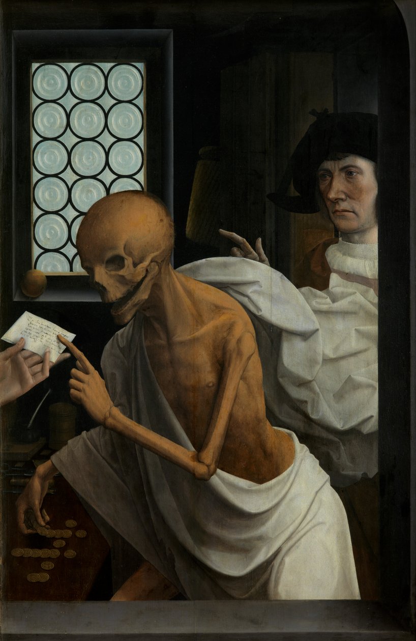 Detalj av Death and the Miser, ca. 1515-21 (olje på panel) av Jan Provoost