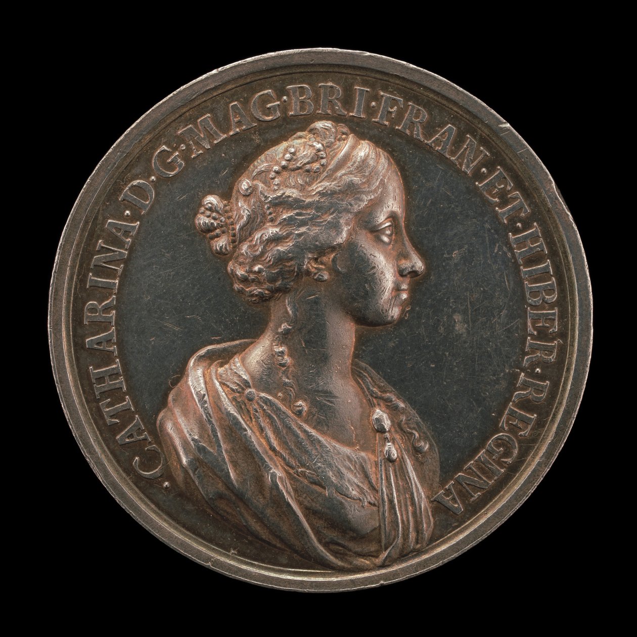 Katarina av Braganza, 1638-1705, kone til Charles II, konge av England, 1662 [revers], 1662. av Jan Roettiers
