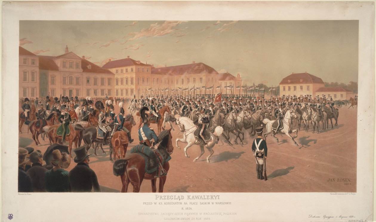 Storhertug Constantine Pavlovich av Russland ved Cavalry Review på Saxon Square i Warszawa, 1824 av Jan Rosen
