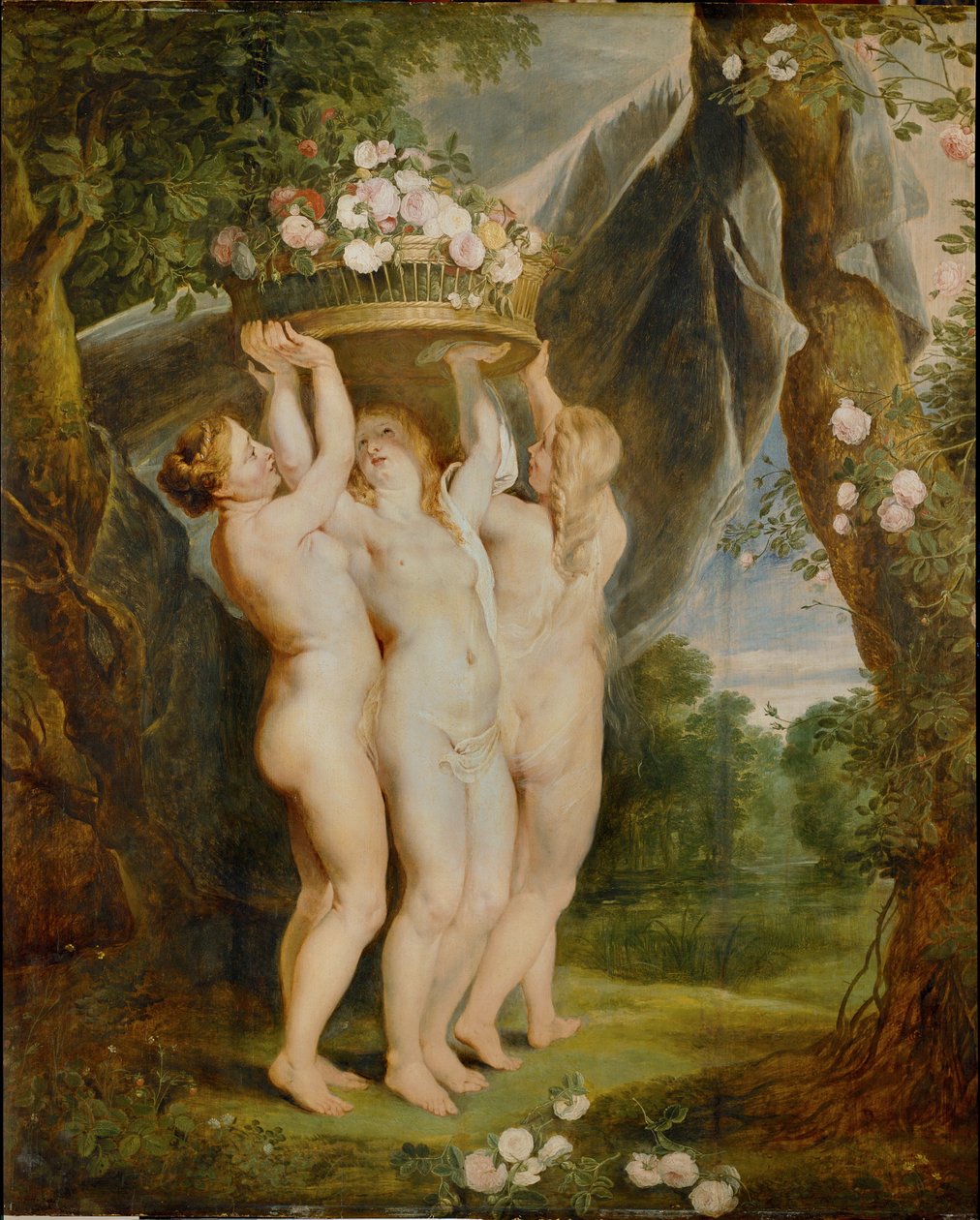 De tre gracene (olje på lerret) av Jan & Rubens P.P. (1577-1640) Brueghel