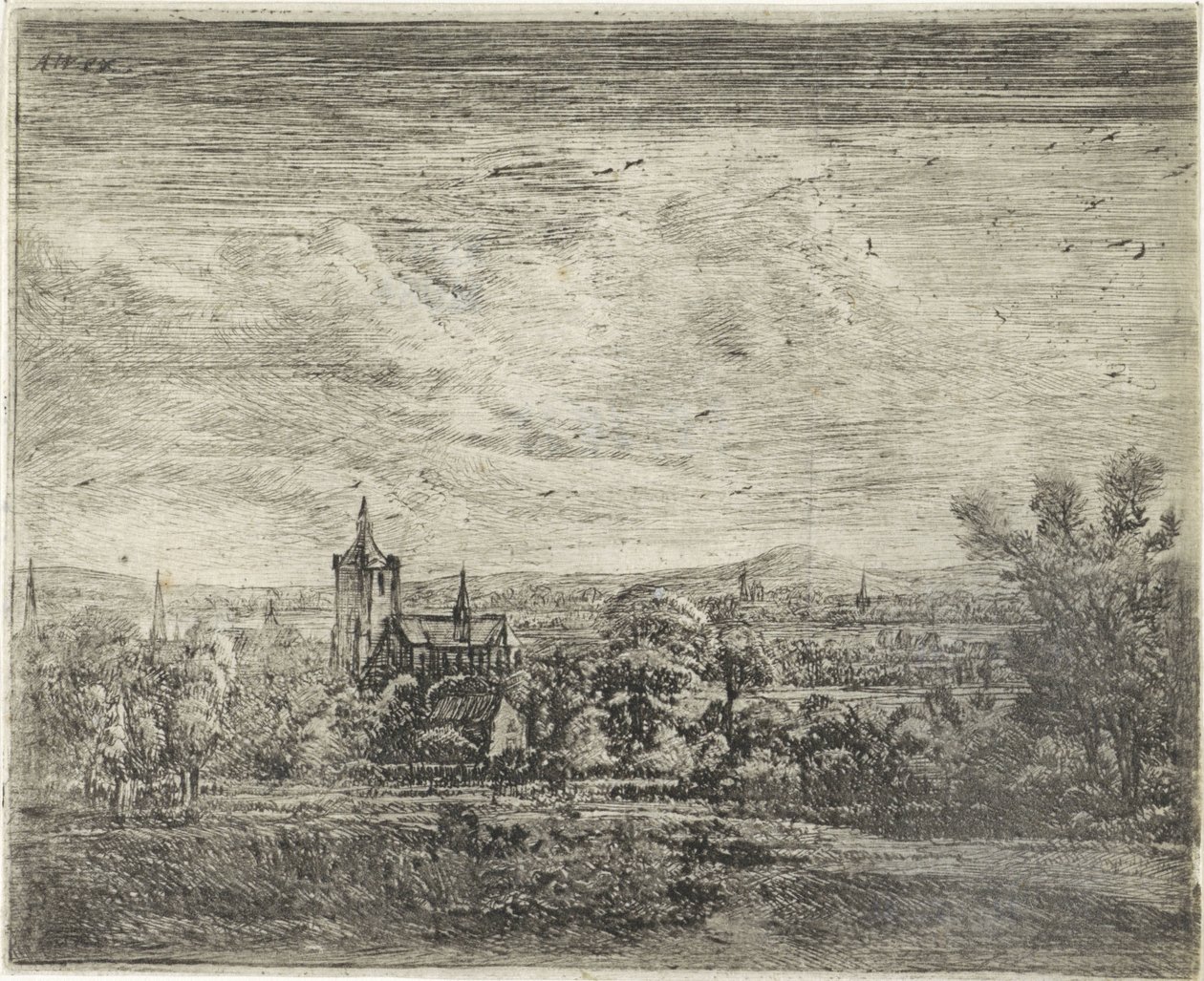 Utsikt over landsbyen med en kirke av Jan Ruyscher