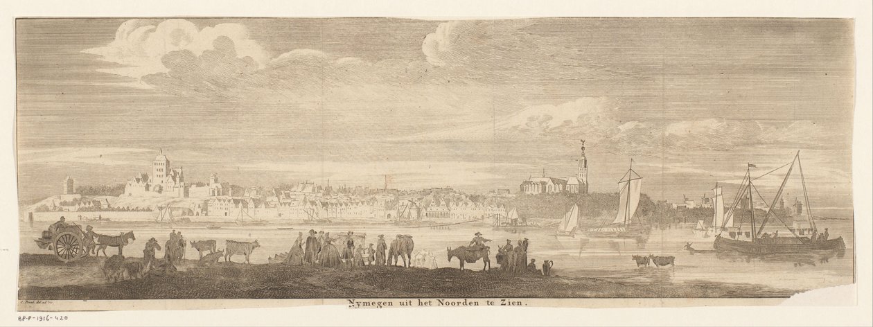 Utsikt over Nijmegen fra nord Nymegen fra Nord til See. (tittel på objekt) av Jan Ruyter
