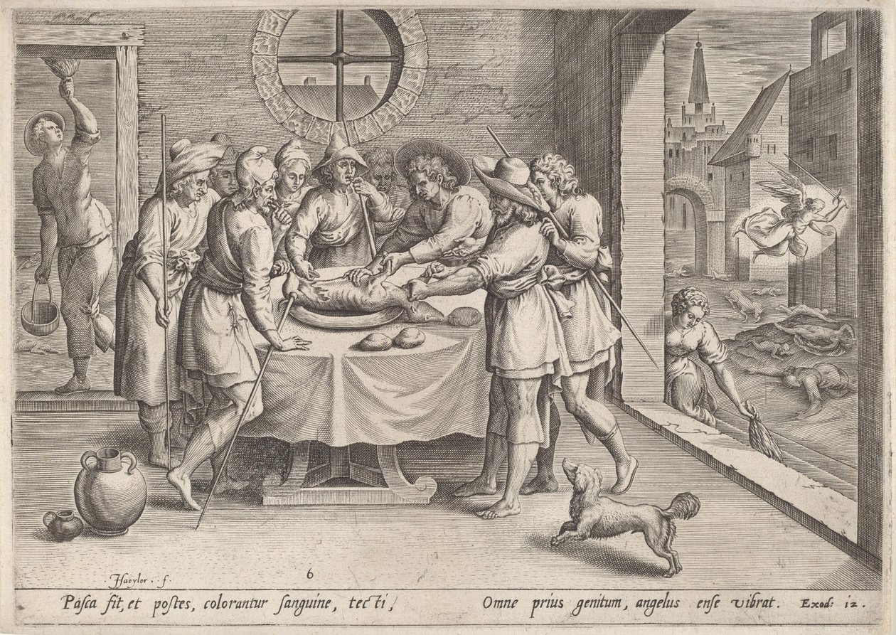 Forberedelse til påsken av Jan Sadeler I, after Maarten van Cleef