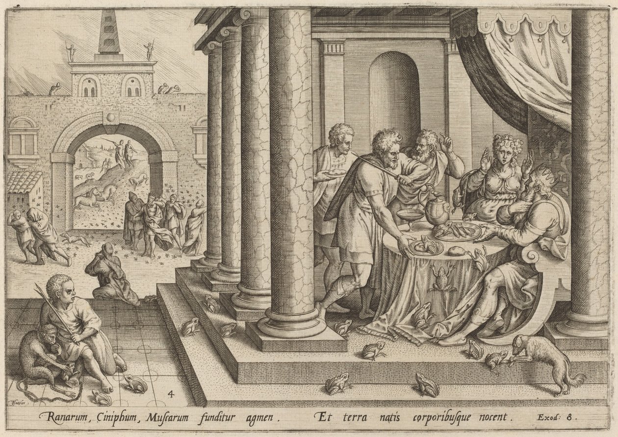 Froskepesten av Jan Sadeler I, after Maarten van Cleef