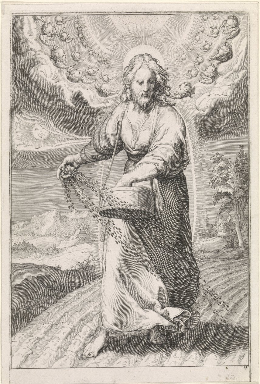Kristus som en såmann Lignelse om ugresset blant kornet (serietittel) av Jan Saenredam (attributed to)