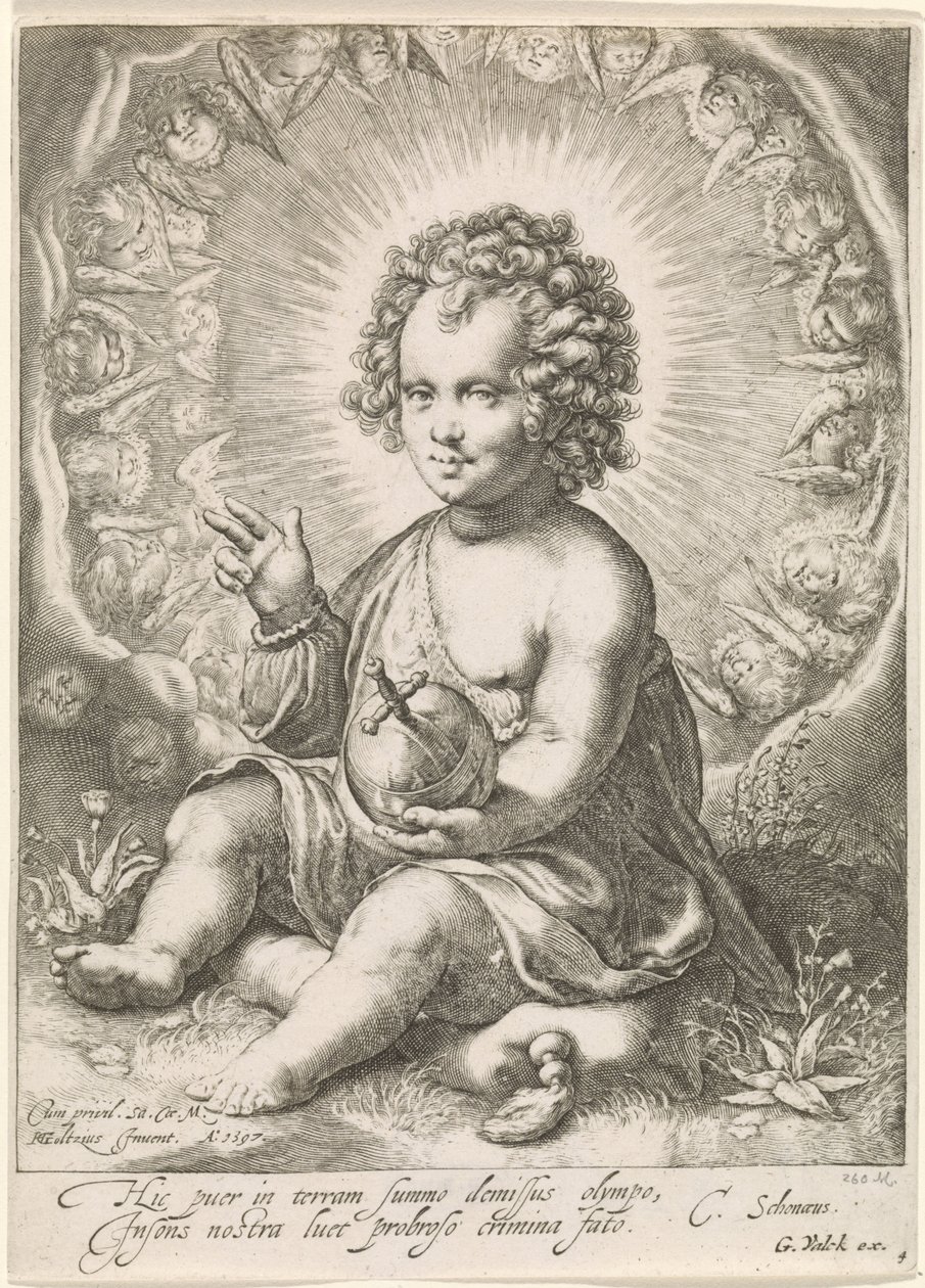 Før Christuskind als Salvatore av Jan Saenredam (attributed to)