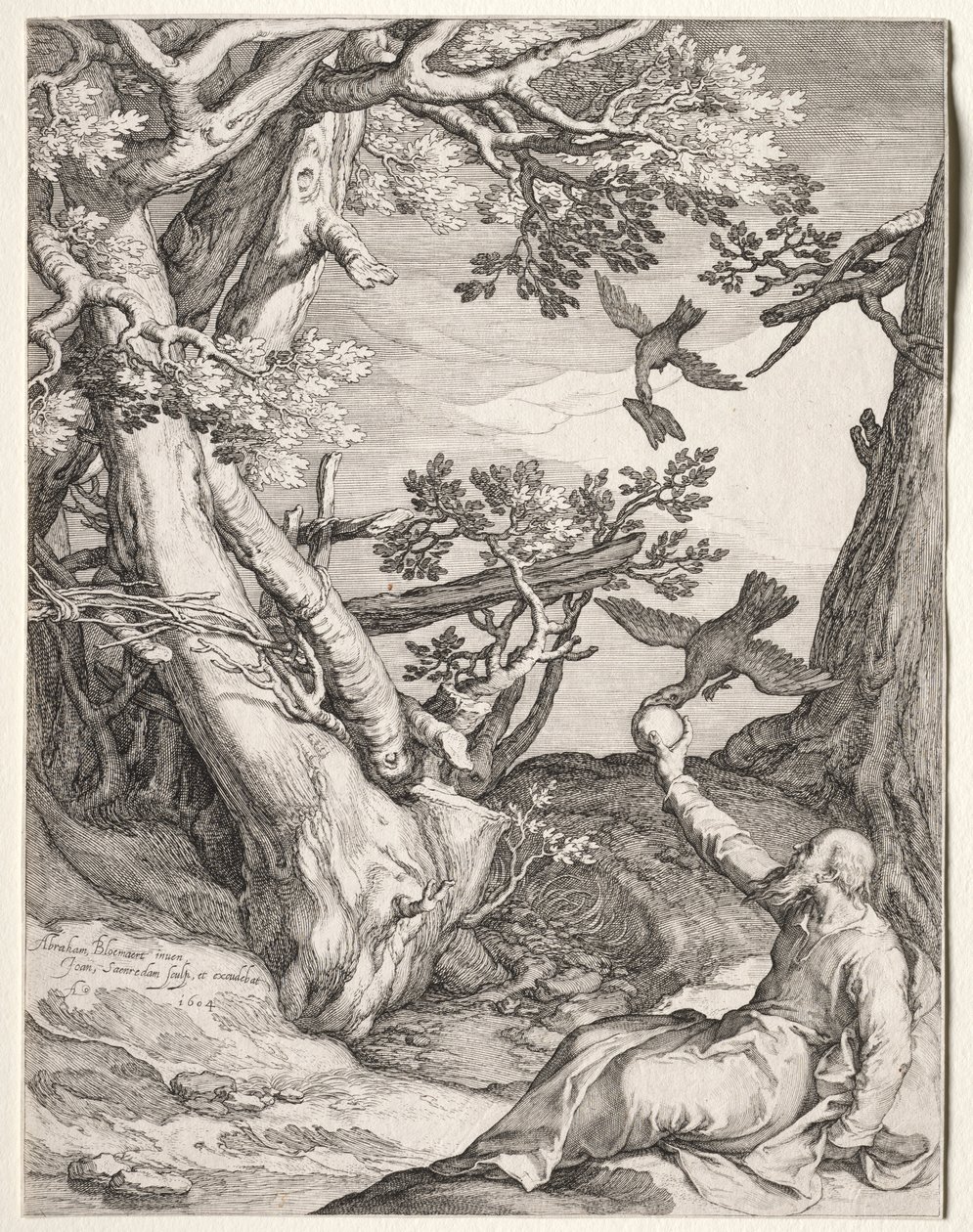 Elijah i villmarken matet av ravner av Jan Saenredam