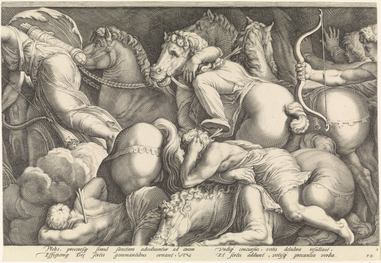 Frise med straffen til Niobe (plate 2) av Jan Saenredam