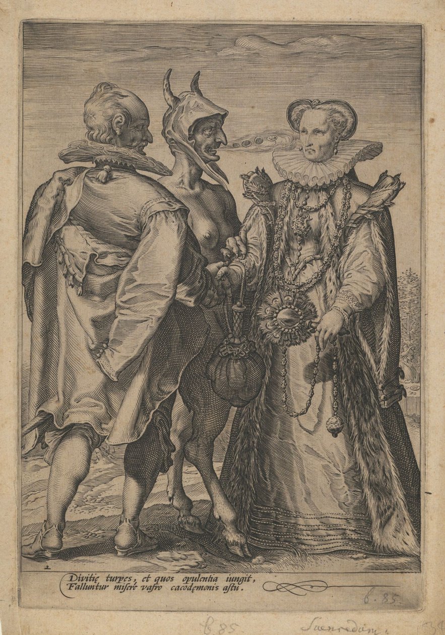 Ekteskap for rikdom utført av djevelen, ca. 1600 av Jan Saenredam
