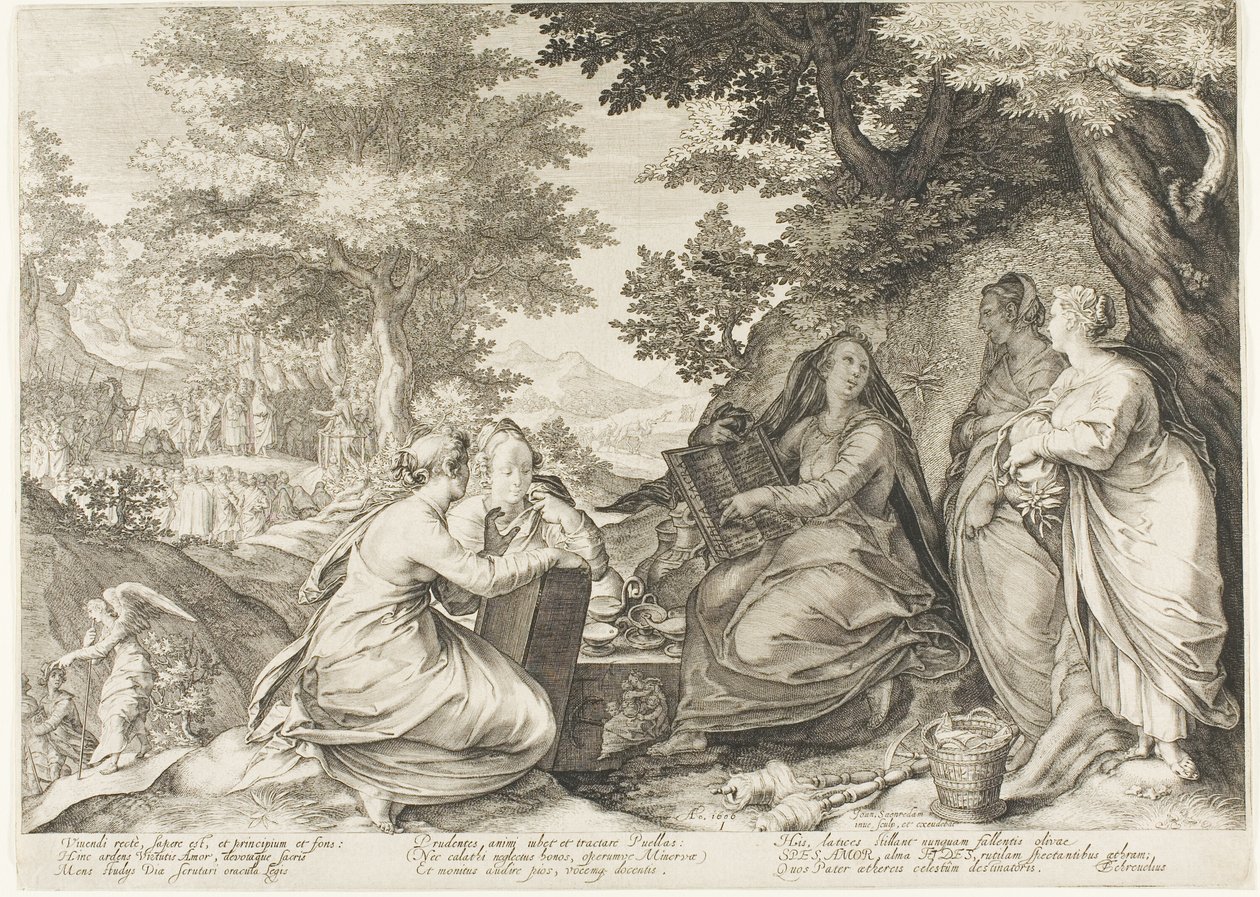 Plate One, fra Five Wise and Five Foolish Virgins av Jan Saenredam