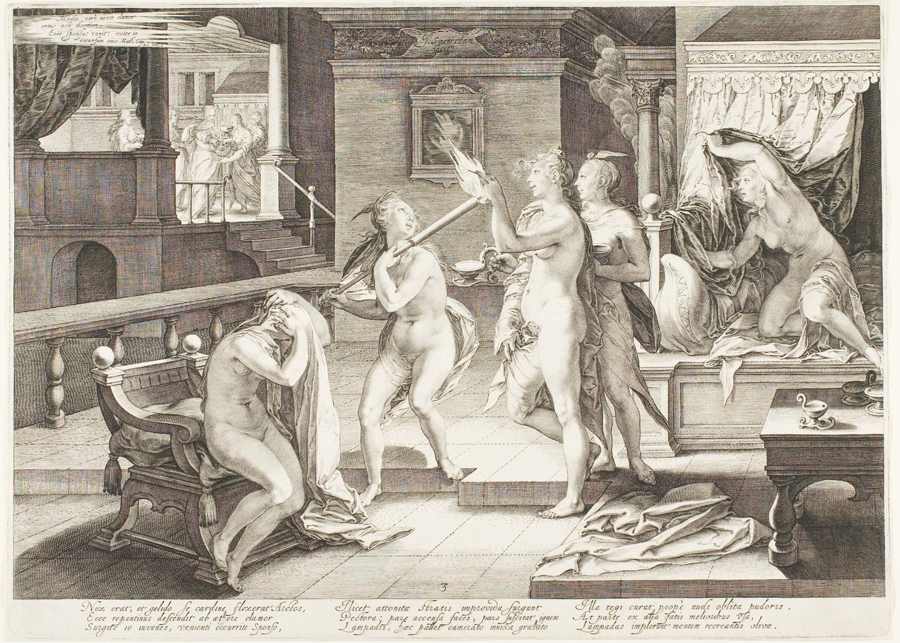 Tallerken tre, fra Five Wise and Five Foolish Virgins av Jan Saenredam