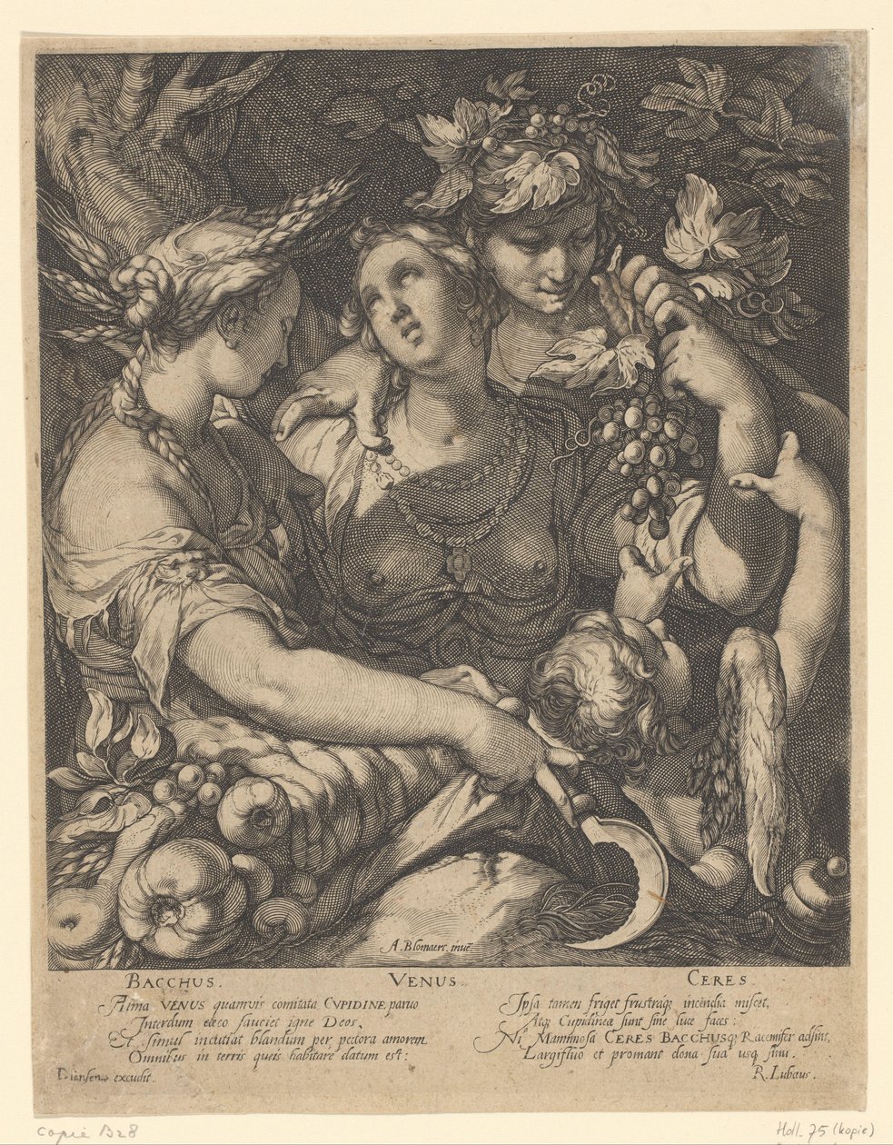 Venus, Bacchus en Ceres Uten Ceres og Bacchus Triget Venus (tittel på objekt) av Jan Saenredam