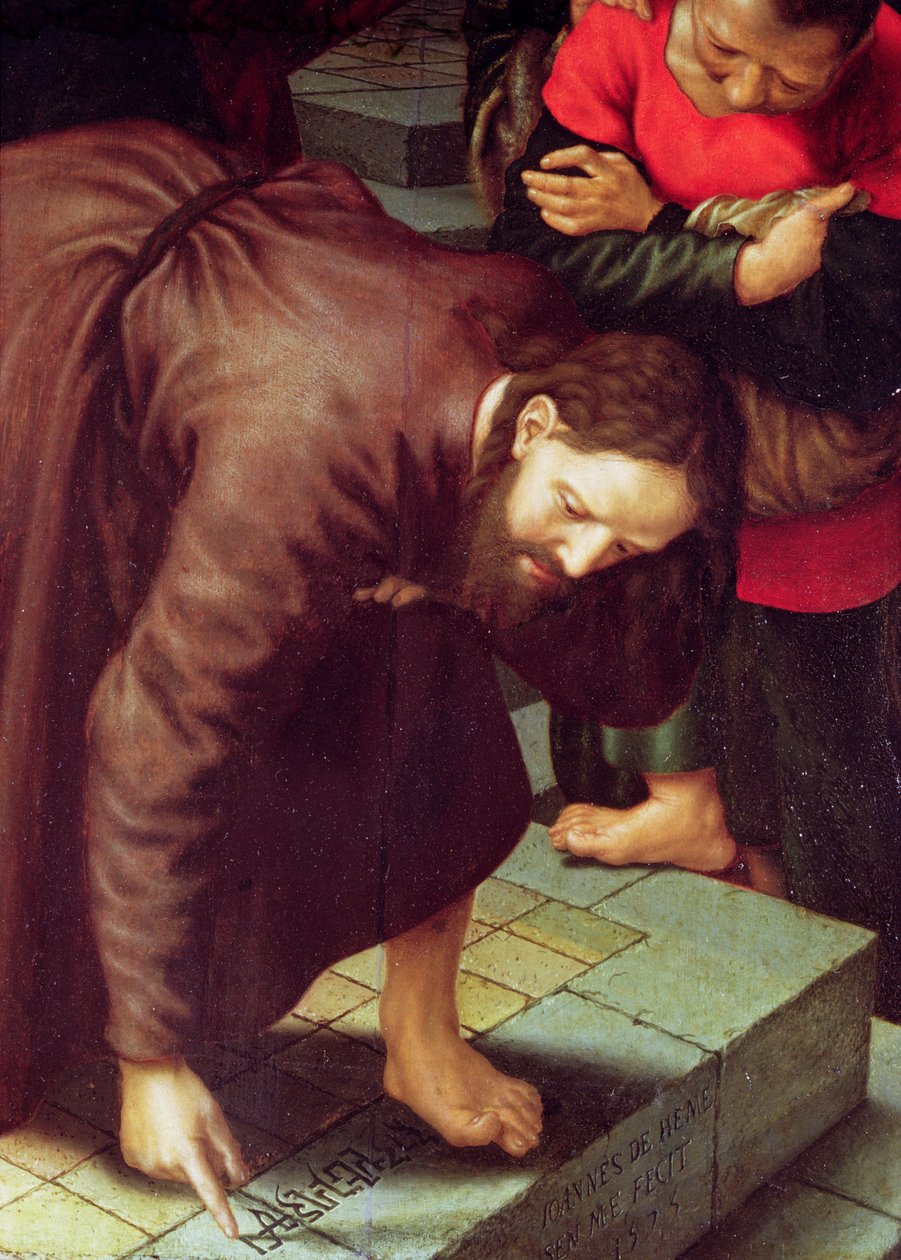 Kristus og kvinnen tatt i utroskap (detalj av 231478) av Jan Sanders van Hemessen
