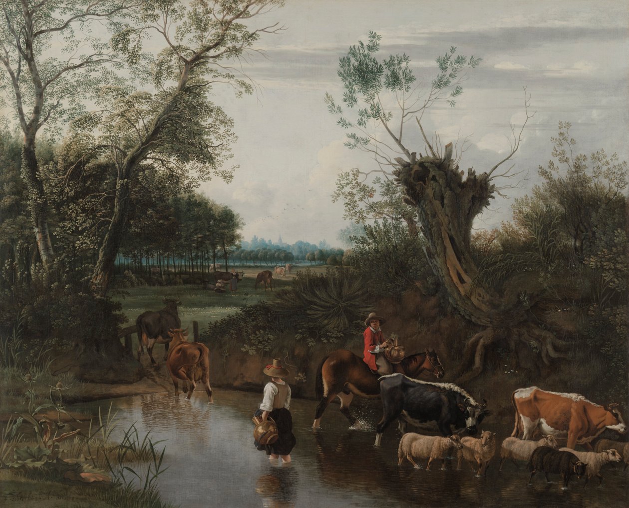 Bønder krysser en bekk, ca. 1670. av Jan Siberechts