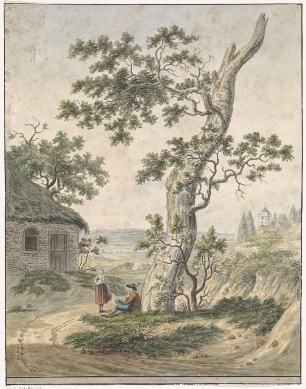 Landskap med mann og kvinne ved et tre av Jan Steen (van Alkmaar)