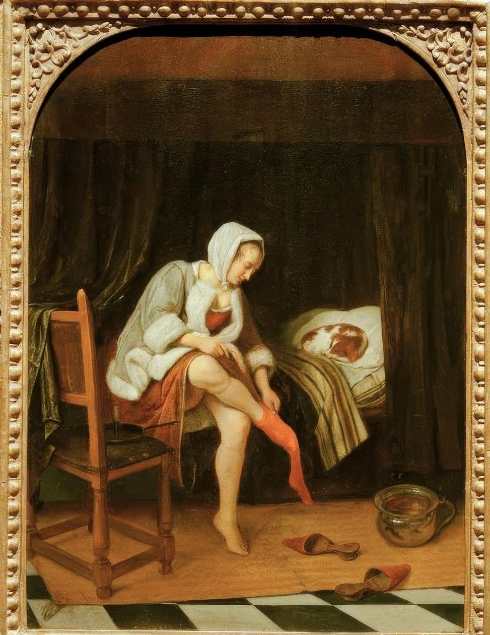Kvinne på toalettet av Jan Havickszoon Steen