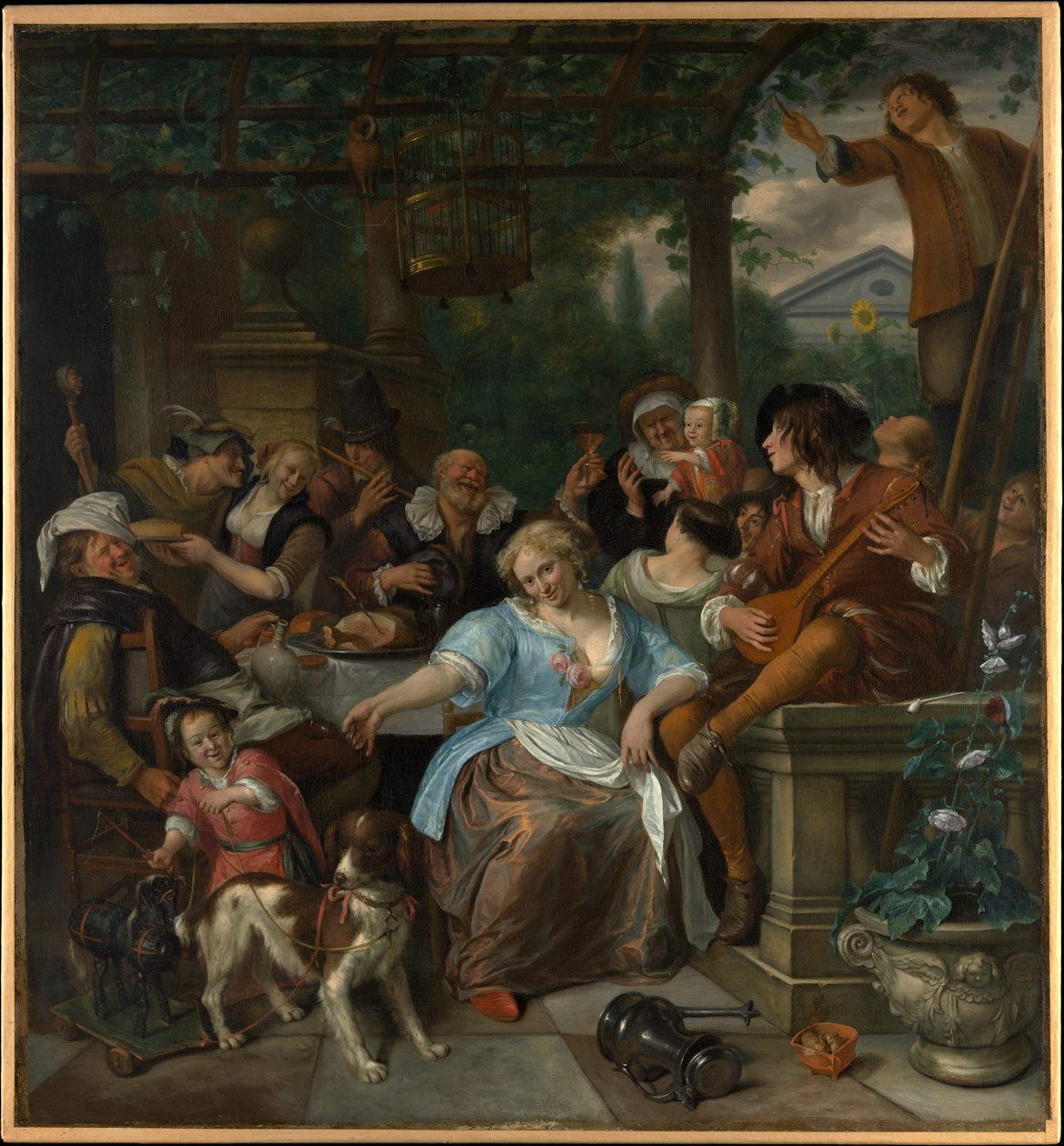 Muntert selskap på en terrasse av Jan Steen